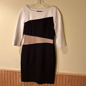 White House Black Market Dress, Size 6, Black, cream and taupe